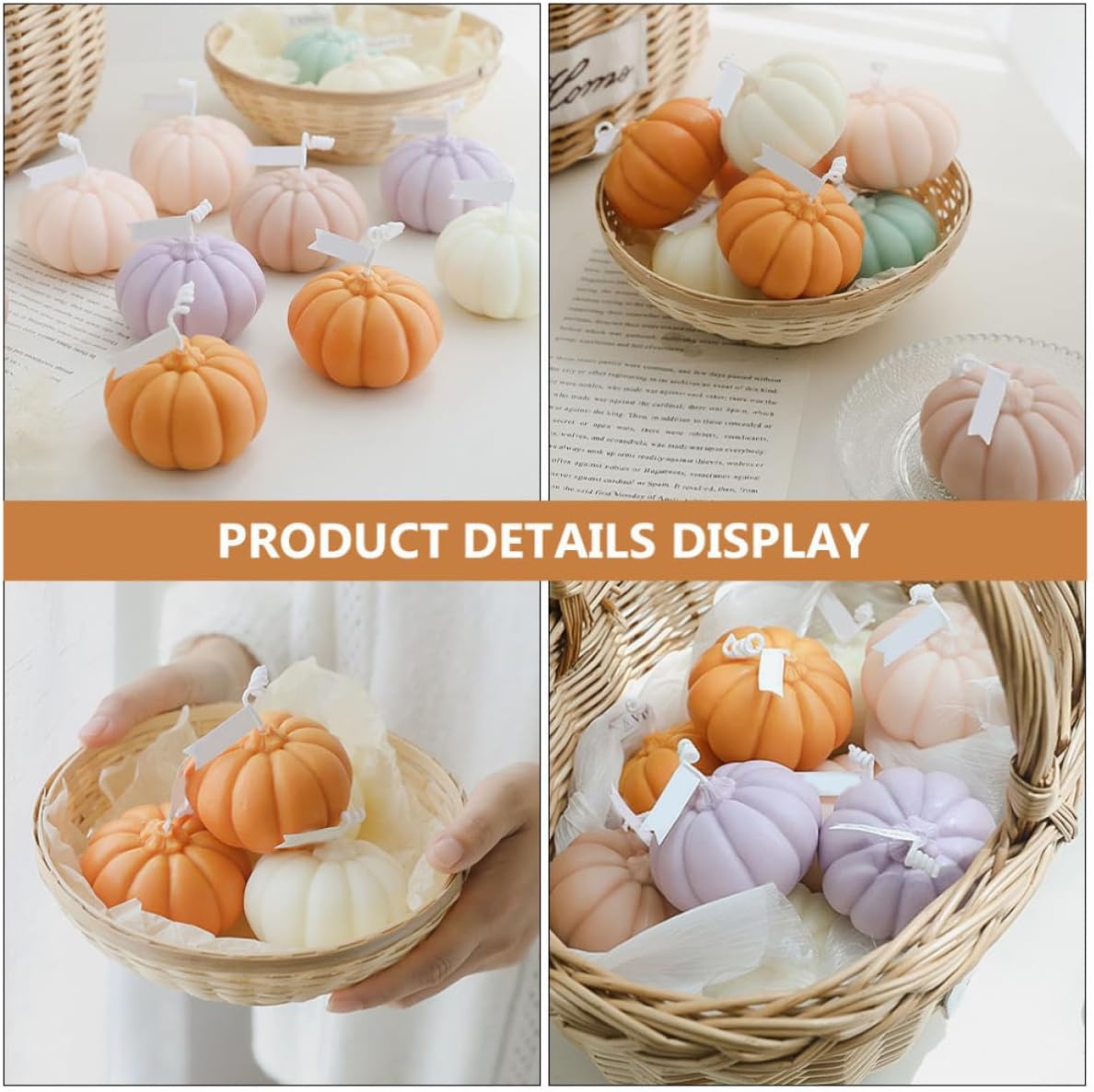 2pcs Halloween Season Pumpkin Scented Candle Ornament, Pumpkin-Shaped