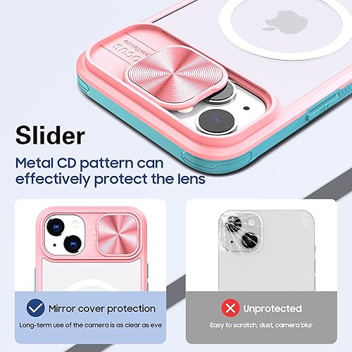 Miniatura 8 de Funda transparente compatible con iPhone 15 MagSafe Funda deslizante para lente de cámara, imanes fuertes Anti amarilleo Parte trasera de acrílico