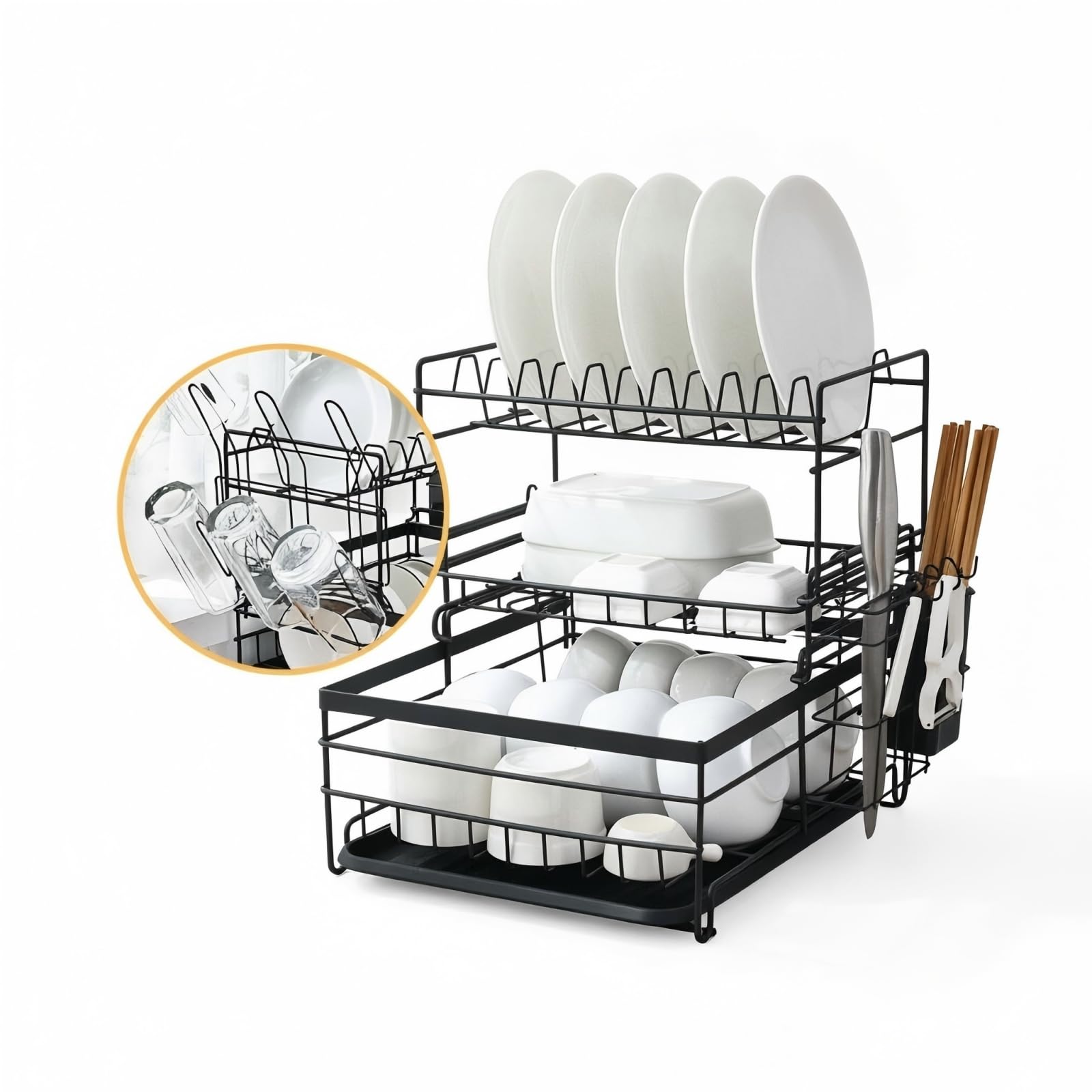 Escurridor de Platos Extragrande de 2 Niveles, Herramienta de