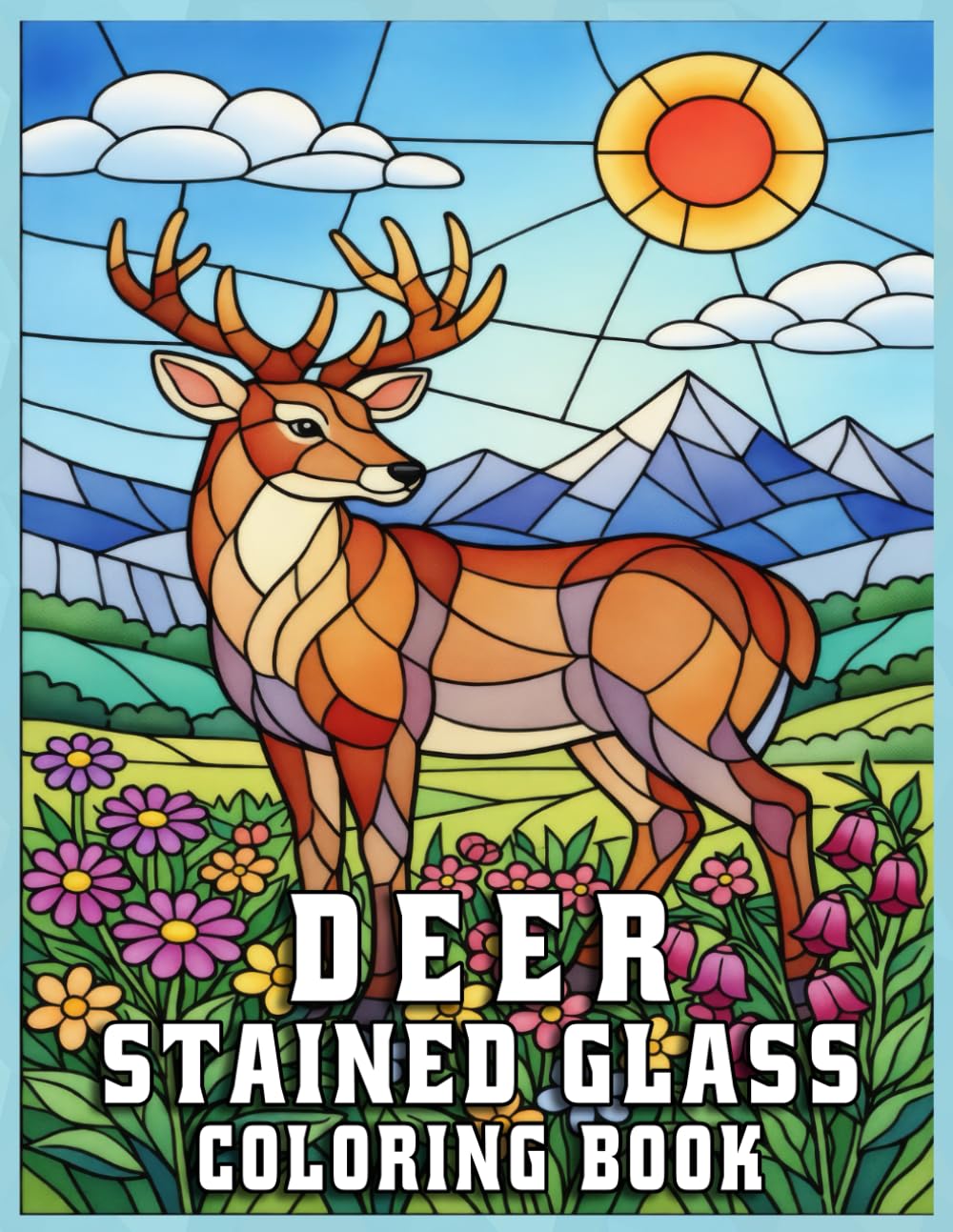 STAINED GLASS DEER COLORING BOOK: Beautiful Mosaic Wildlife Designs for Relaxation, Creativity, and Mindful Coloring