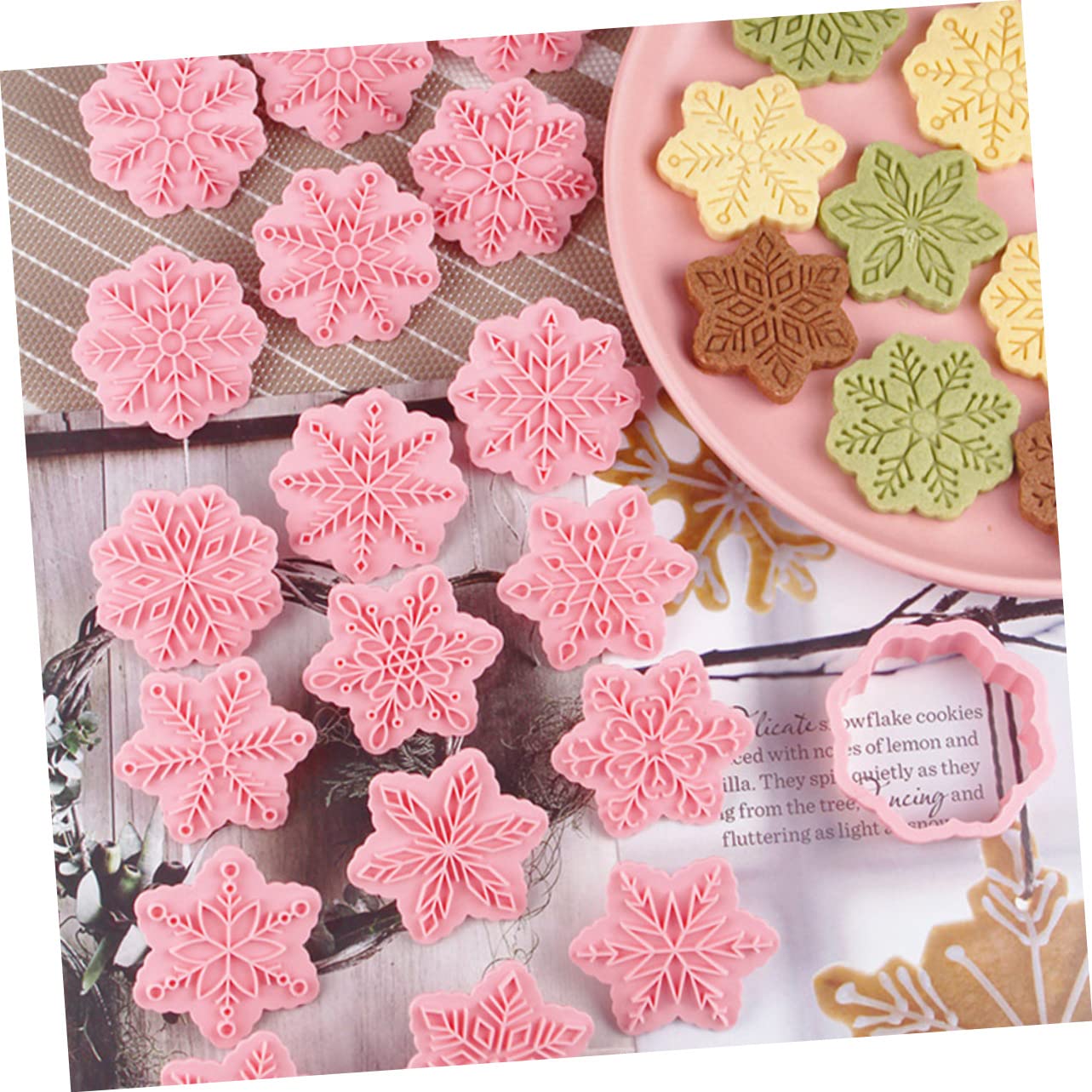 MAGICLULU 4 Juegos Plantilla De De Nieve Molde De Prensa De Galletas Navideñas Cortadores De Galletas Navideñas Manualidades Navideñas Navideños Moldes Para Galletas 18 Uds * 4