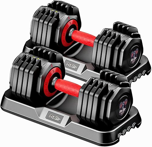 Juego de mancuernas ajustables de 25/55LB, mancuernas de 10 en 1 con mango de textura antideslizante, equipo de entrenamiento de fuerza para hombres