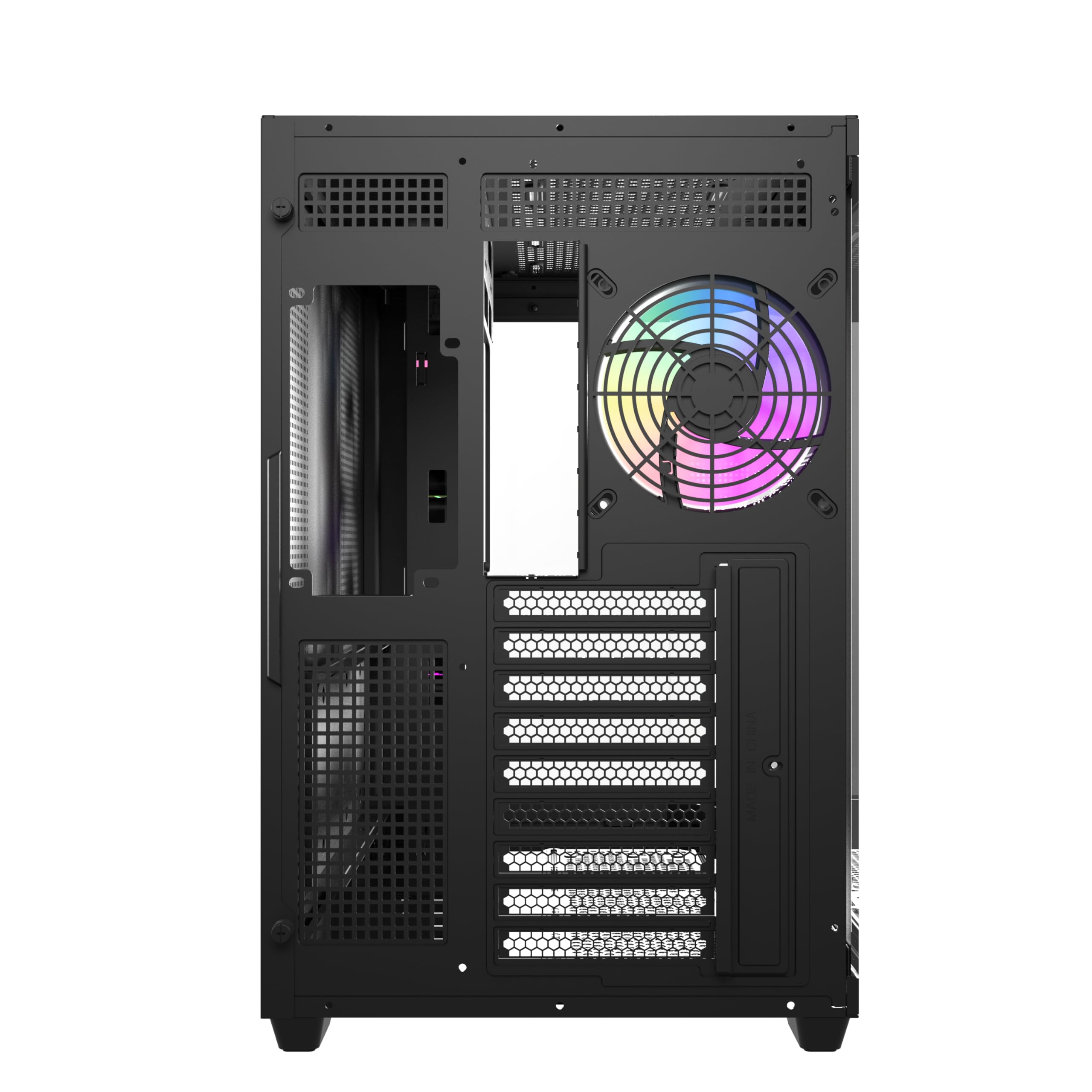 DarkFlash DQX80, Custodia PC Gaming ATX, doppia fotocamera, 3 vetri temperati, 4 ventole ARGB e PWM, Nero, USB-C