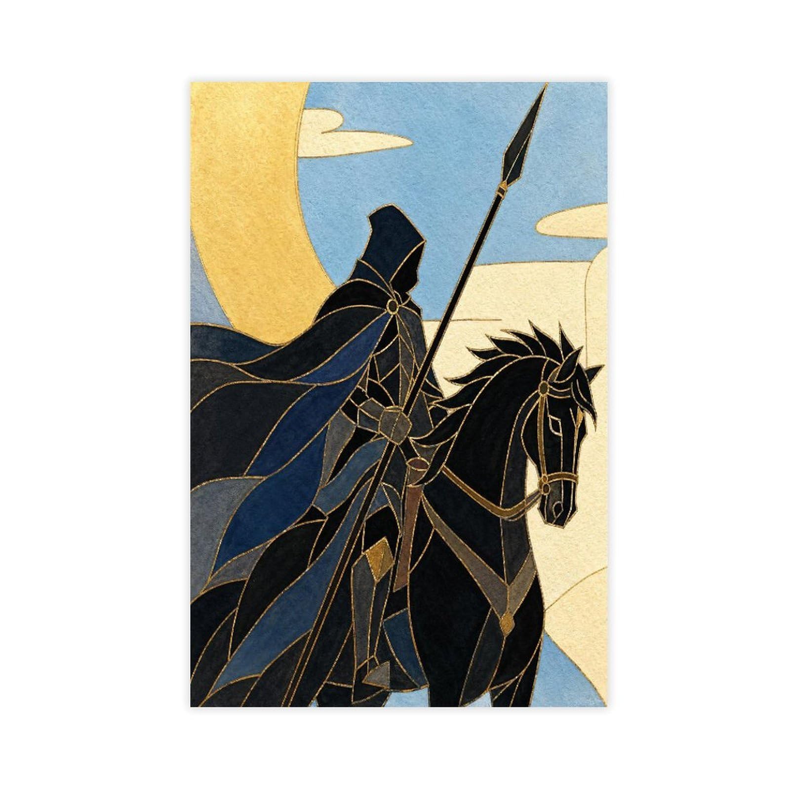 H3b8u2y5 Unframe-Style-23 Moon Horseman Canvas Wall Art, Moonlit Sky Sofa Area