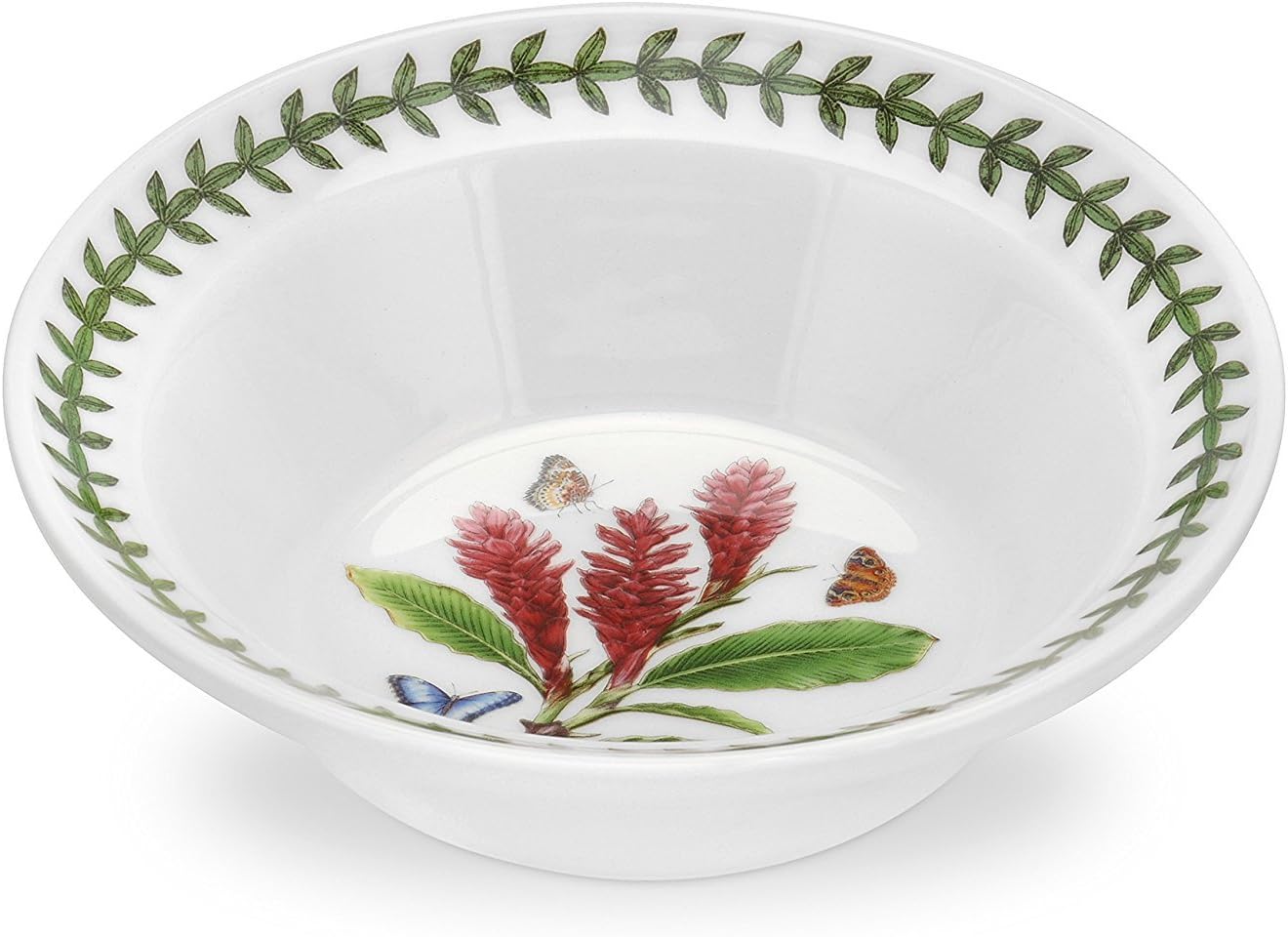 PortmeirionExotic Botanic Garden 6.5-Inch Oatmeal Bowl, Red Ginger - Made in England - Fine Earthenware - Dishwasher, Microwave, Freezer, Oven Safe - Floral Design for Dining & Gifting