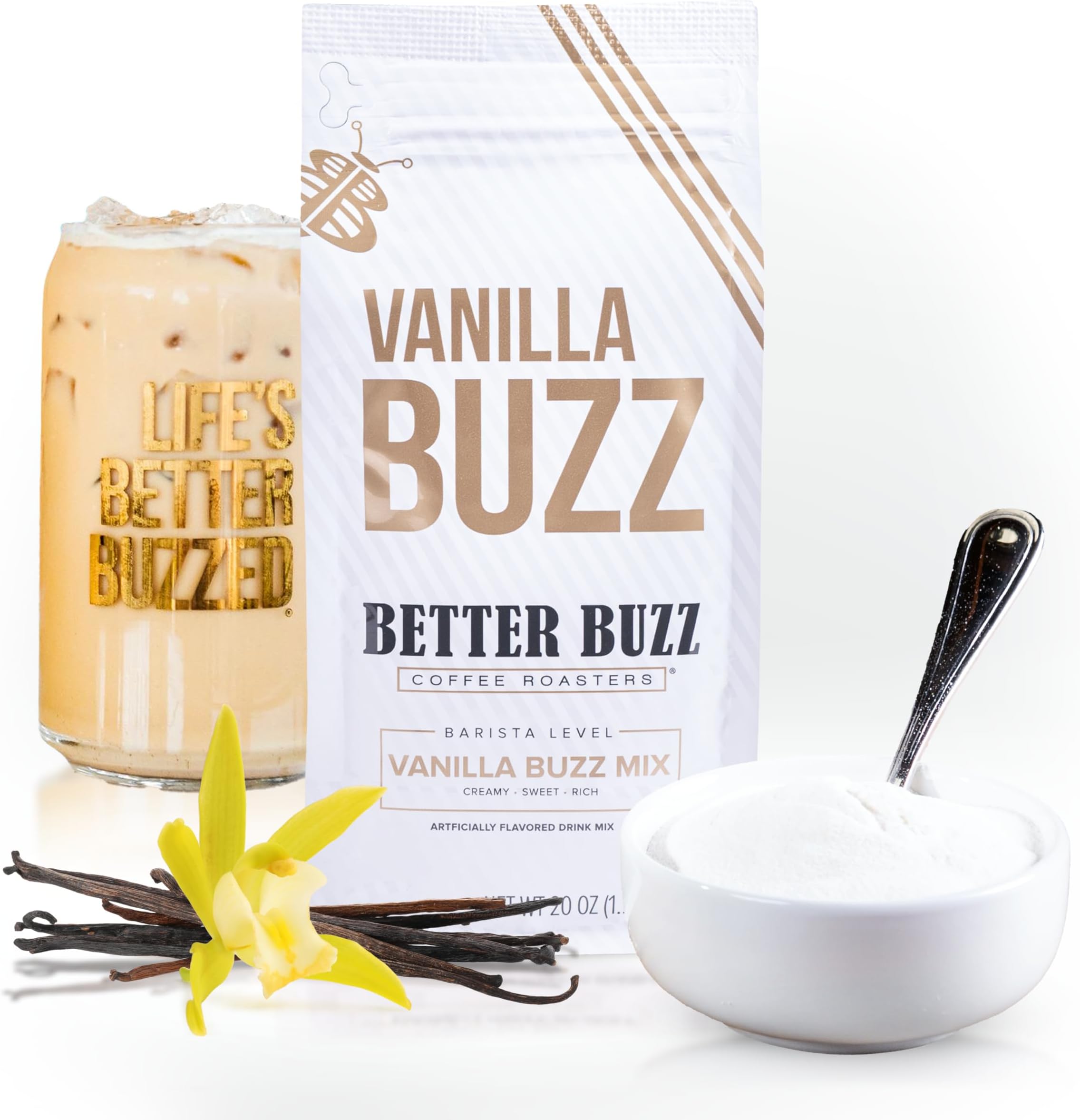 Better Buzz Vanilla Coffee Creamer (Vanilla Buzz) 20oz. Vanilla Powder Coffee Creamer Drink Mix, Vanilla Creamer for Vanilla Latte Flavored Coffee Experience