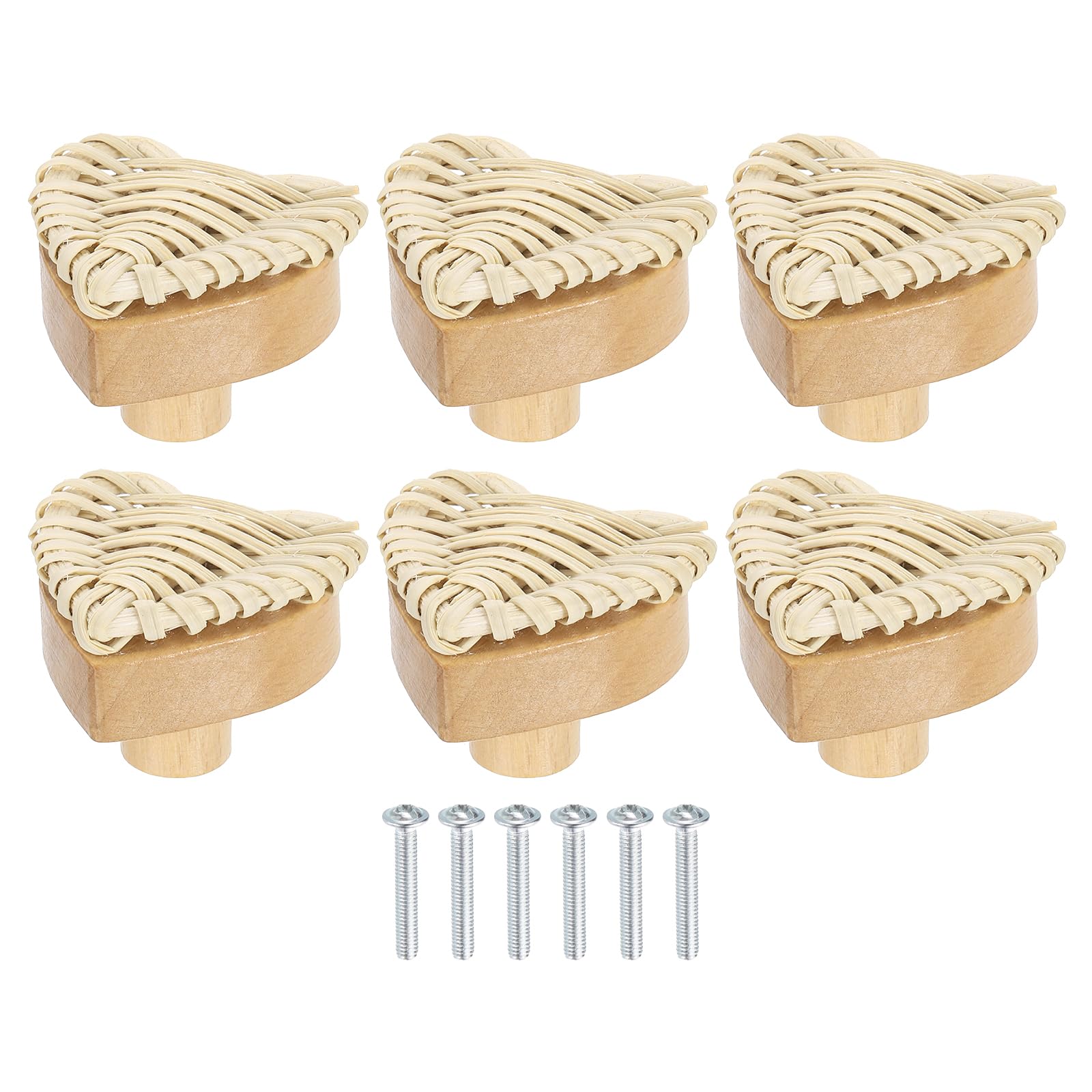 Boutons de commode en rotin 4cm cœur blanc pour poignée de placard de chambre