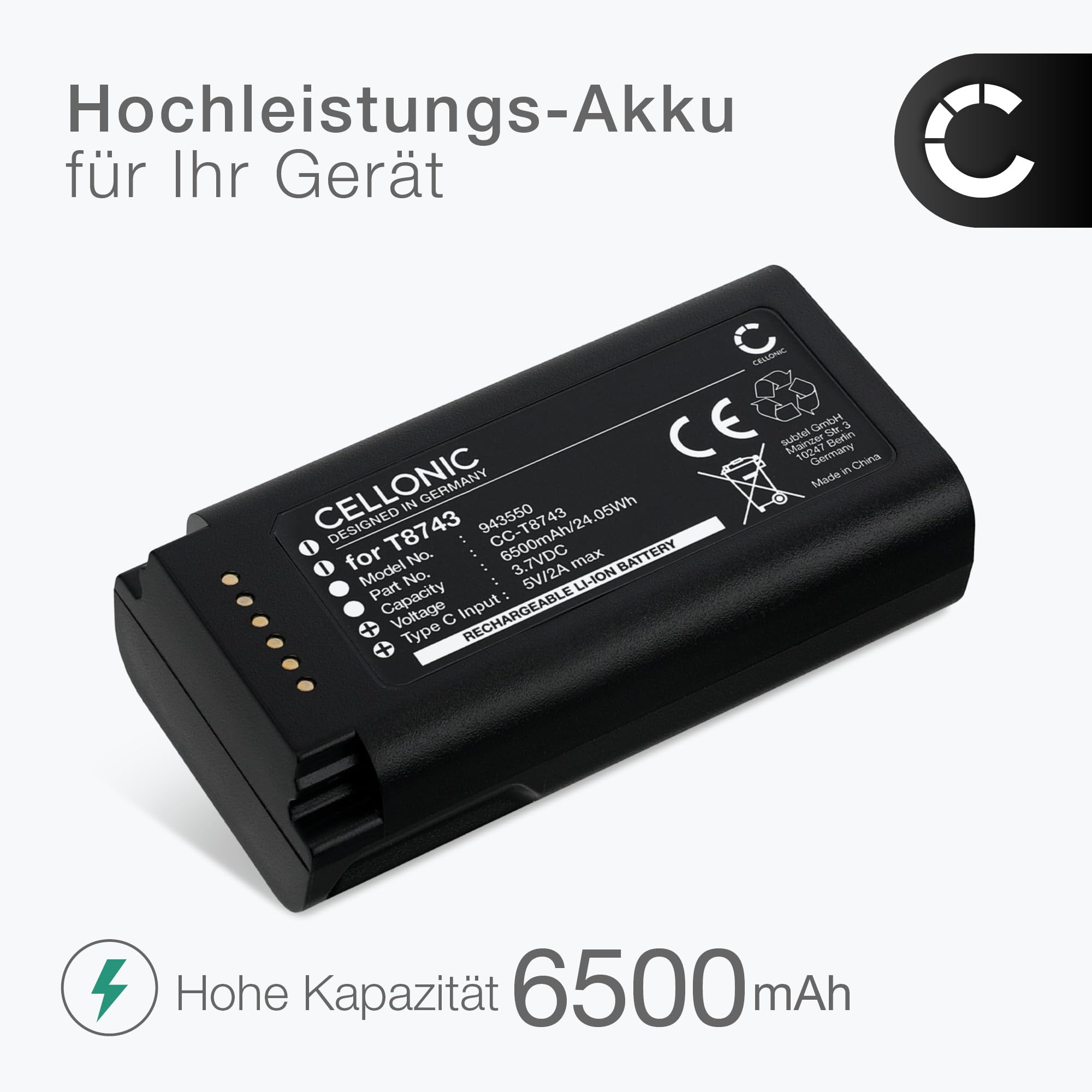 CELLONIC Akku kompatibel mit Eufy Video Doorbell E340, T8743