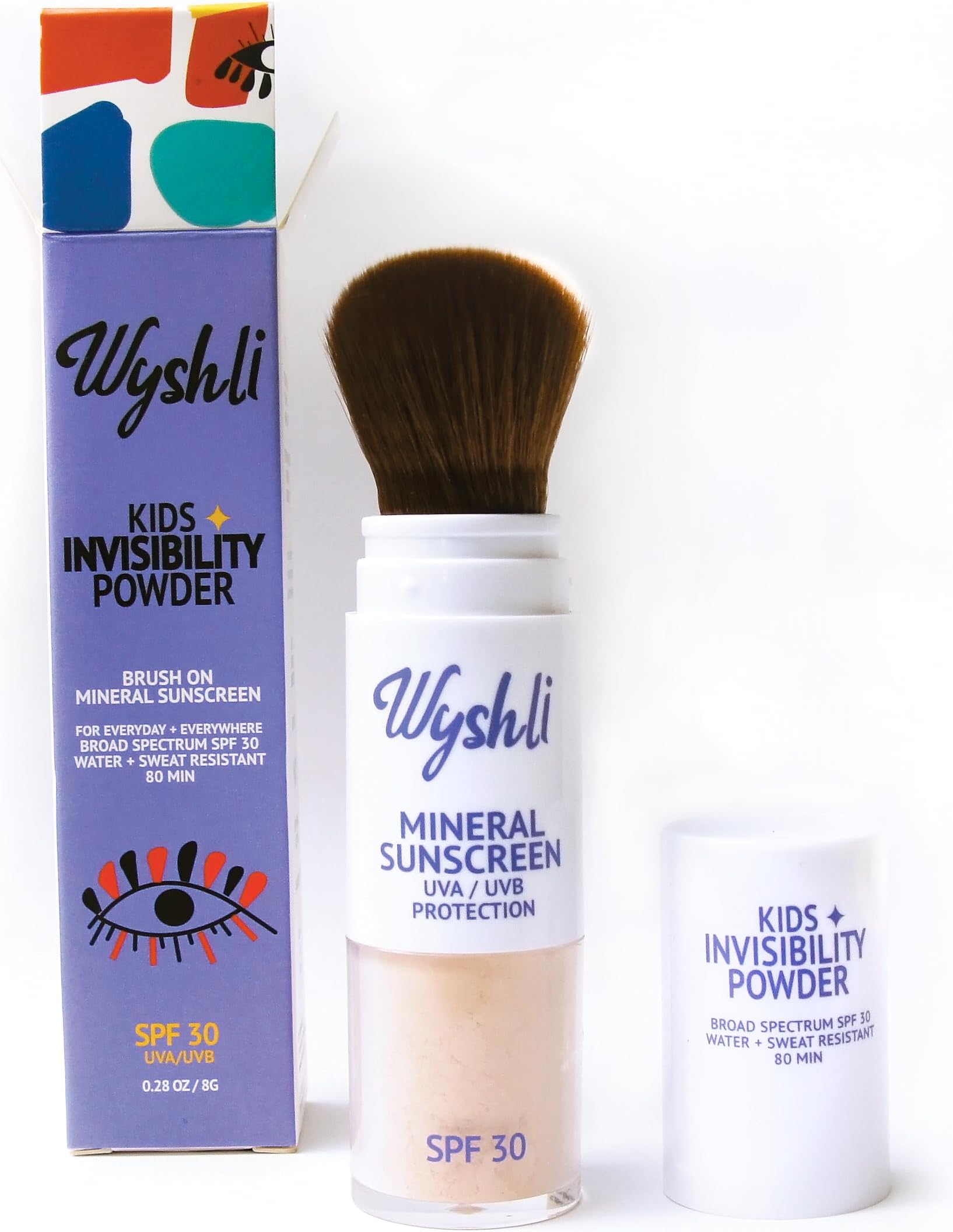 Invisibility Powder - Brush On Mineral SPF 30 Sunscreen for Kids - Broad Spectrum Face & Body Sunscreen for Sensitive Skin - Water & Sweaty Playground Resistant