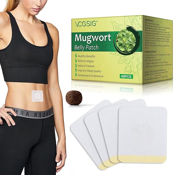 Mugwort Belly Patch,40Pcs Natural Wormwood Essence Pills and 40Pcs