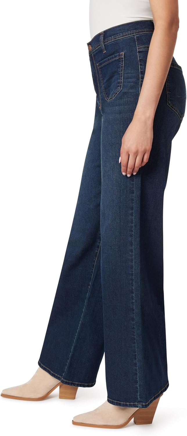 Angels Forever Young Womens Forever Wide High-Rise Patch Pockets Jeans - Image 2