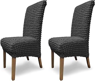 SCHEFFLER-Home Julia 2 Fundas de sillas, Estirable Cubiertas, extraíble flexibel Funda con Banda elástica, Antracita