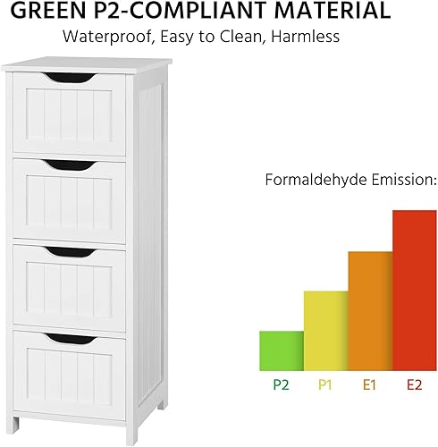 Miniatura 9 de Topeakmart Gabinete de madera independiente para baño, armario de baño, organizador de almacenamiento lateral, cuatro cajones para baño y cocina