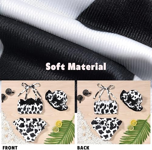 Miniatura 5 de Aalizzwell Conjunto de bikini de 3 piezas para niñas pequeñas con sombrero