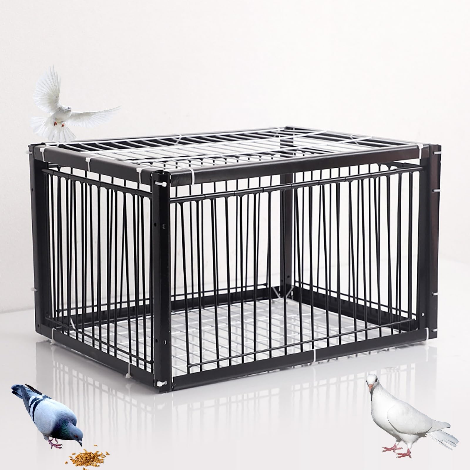 Jaula trampa para pájaros para palomas, palomas y loros, eficaz para la cría y el uso de puertas de ventana en gallineros, suministros ideales para atrapar aves