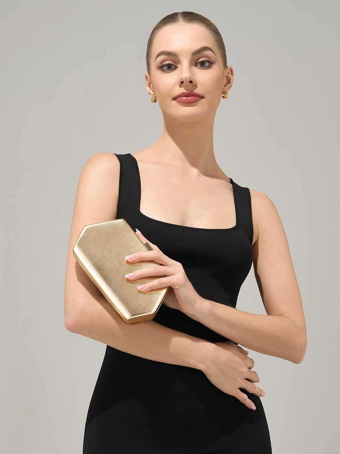 CHUNLI Evening Clutch Purses for Women Formal PU Leather Handbag with Chain Strap for Weddings, Proms, and Parties - Image 3