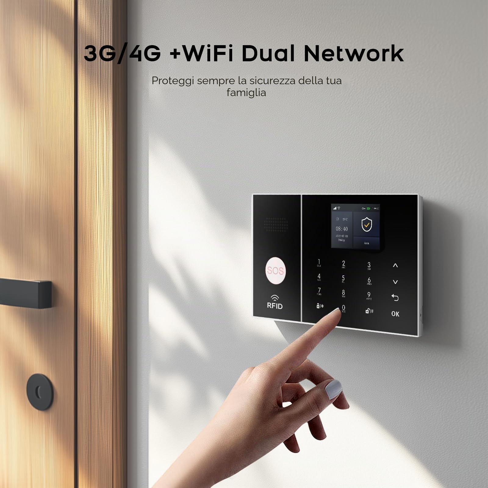 Sistema di sicurezza domestica, sistema di allarme antifurto Wifi 4G GSM, kit da 22 pacchetti con telecamera di Seeurity 3MP, rilevatore di movimento PIR, sensore porta, telecomando
