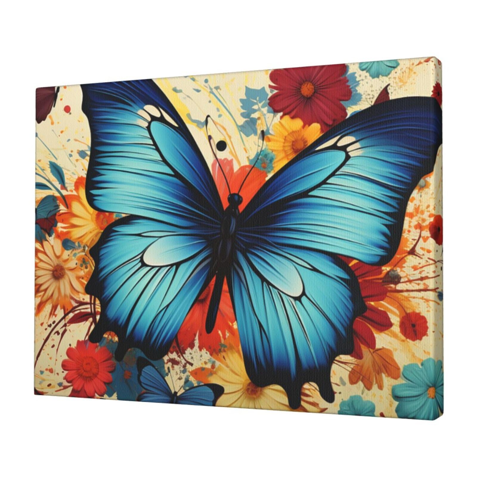 FodPand Canvas Wall Art for Living Room Wall Decor 12"x16" Modern Artwork Painting Pictures Hanging Canvas Prints Butterfly Aesthetic Wall Art for Bedroom Bathroom Office Wallart Decor