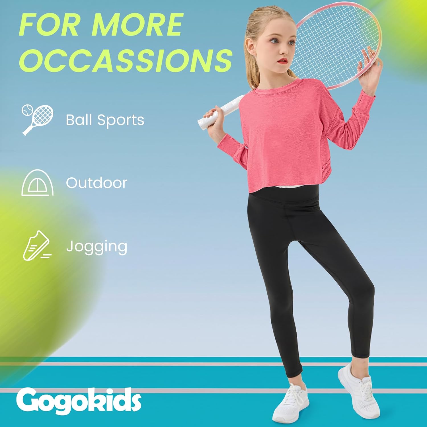 Gogokids Girls Shirts Long Sleeve Athletic Shirts Open Back Tops Active Sports Tshirts Yoga Workout Crop Tees 5-14 Years - Image 6