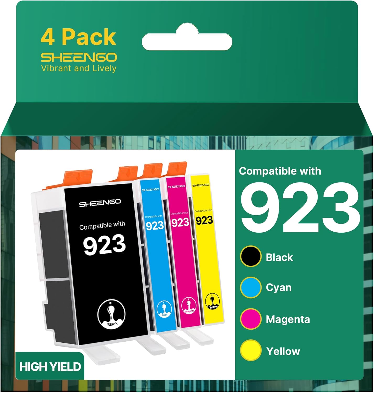 923 Ink Cartridges for HP Printers Replacement for HP Ink 923 923XL 923e Use with OfficeJet Pro 8135e 8130e 8139e 8138e 8122e 8120 8124e 8125e 8130 8132e 8134e Printer Black Color 4 Pack