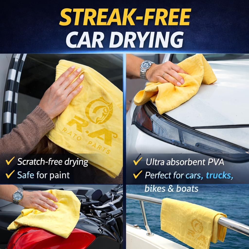  3-Pack Precision Detailing Towels, Synthetic PVA Chamois Cloths for Interior & Trim, Super Absorbent Shammy Cloths for Dash, Console, Glass, Chrome & Mirrors, 17 x 13 Inch thumbnail