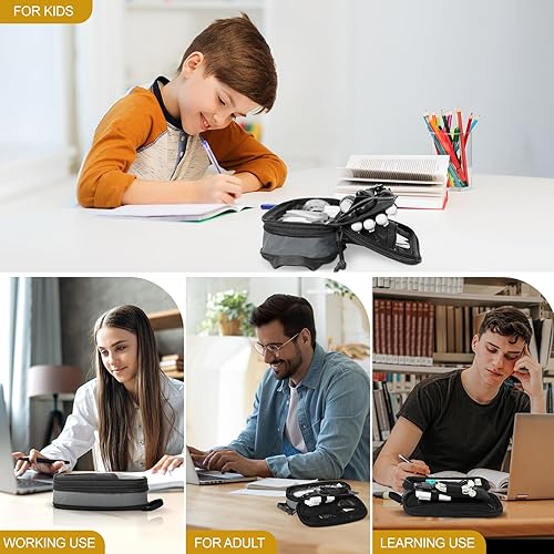 Miniatura 5 de OneTigris Estuche para lápices - Estuche para lápices para niños y niñas, suministros de oficina, papelería, organizador con cremallera,