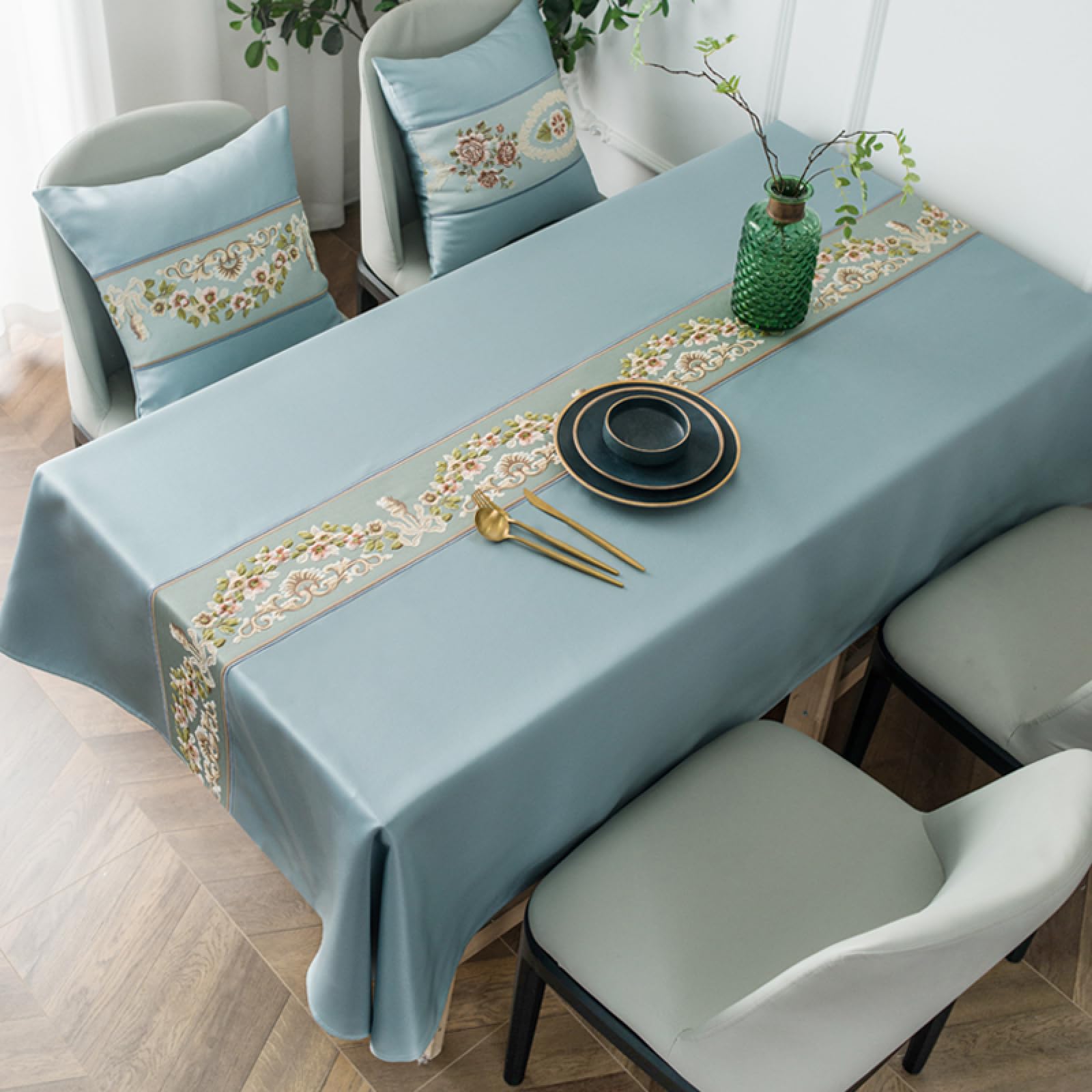 Wachstuchtischdecke Wachstischdecke Breathable Wachstuch Tischdecke Abwischbar Grey Blue 135 × 160cm