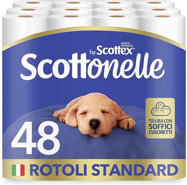 Scottonelle Carta Igienica, Morbida e Resistente, Dermatologicamente testata, 48 Rotoli - 1