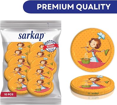 SARKAP Rotary Canning Covers - 82 mm Reusable Canning Cover Set Ideal for Glass Jars of 10 - Not Compatible with Mason Jars, Wide Mouth Canning Covers, Dish