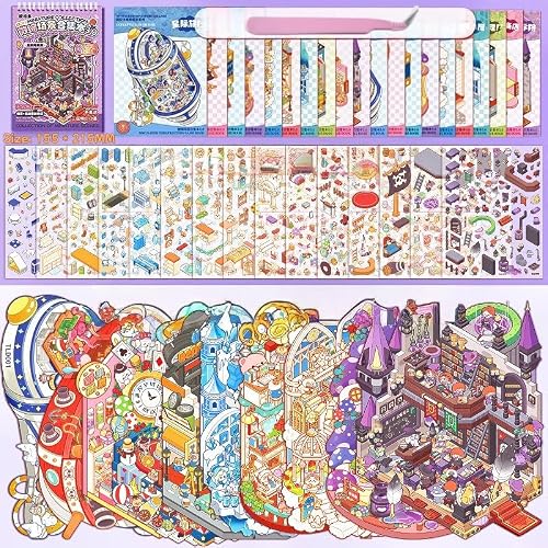 Tuyatezhi Scene Sticker,10 Sets House Scene Stickers With Tweezers Make Your Own Warm Home For Adults Relief Stress,Party Favors Birthday Gift