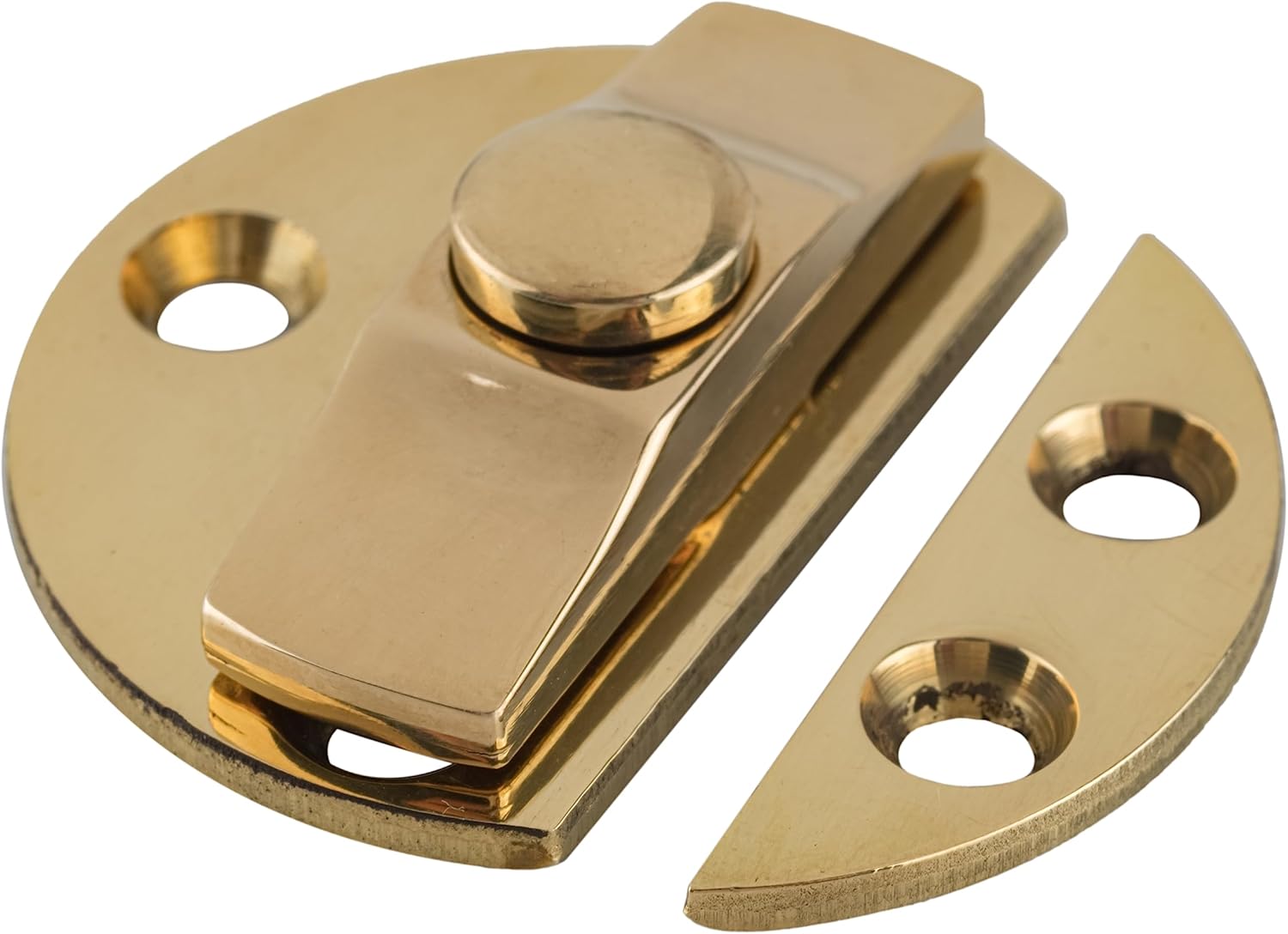 Cast Brass Turn Button Latch for Cabinets, Cupboards, Drop-Leaf Tables, Windows - Diameter: 1 1/2" - Antique Furniture Hardware | UA-127-DLPB