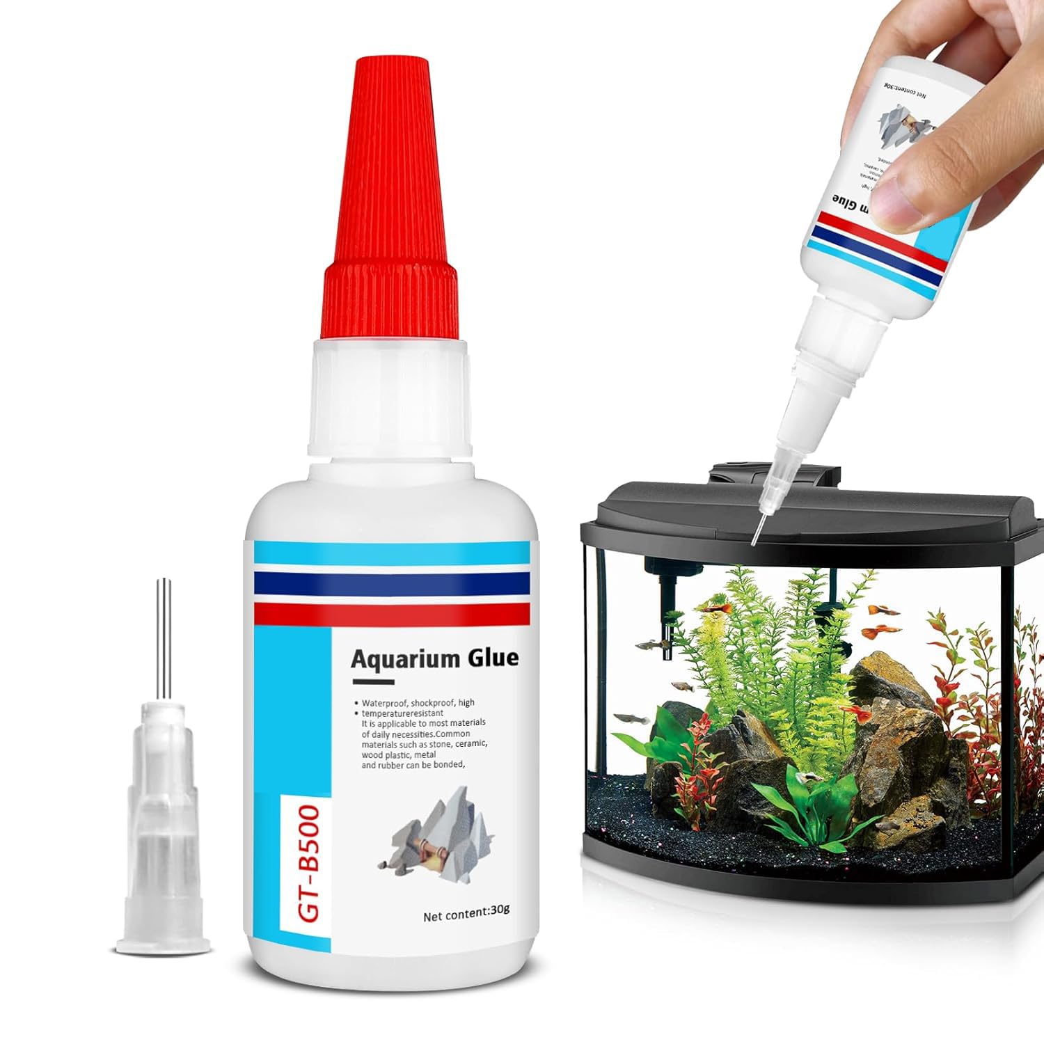 Excefore Aquarium Glue, Clear Reef Glue for Instant Aquascaping of Plants, Rocks, Moss, Coral and Wood in Freshwater & Saltwater Tanks (30g)