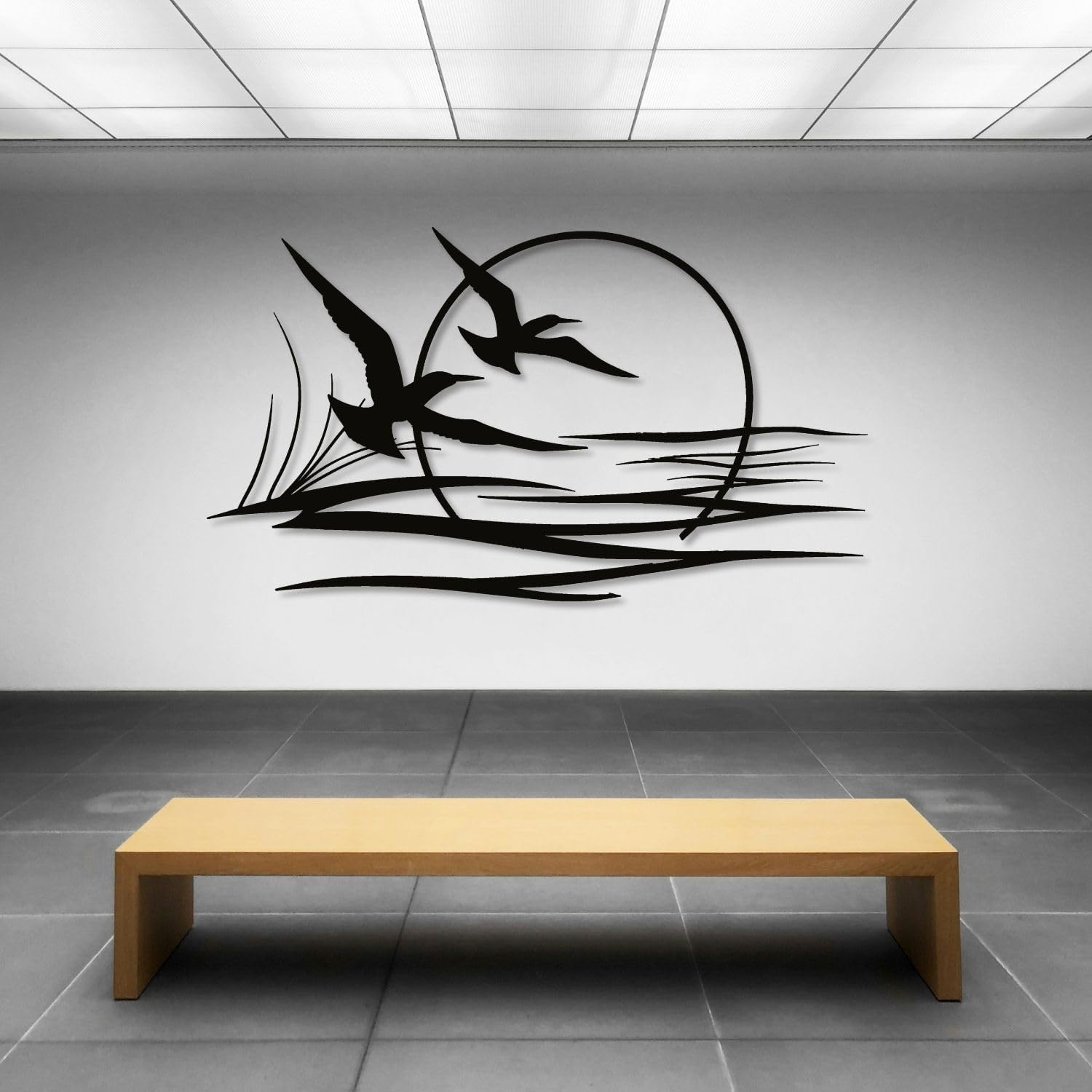 XXQ Seagulls Sunset Metal Wall Decor Sunrise Beach Art