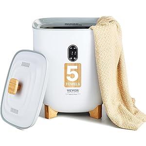 VEVOR Calentador de Toallas 25 L con Pantalla LED y Columnas Calefactoras en Parte Inferior Calentador de Toallas Inteligente con Temporizador Ajustable para Baño, Manta y Pijama, Apagado Automático