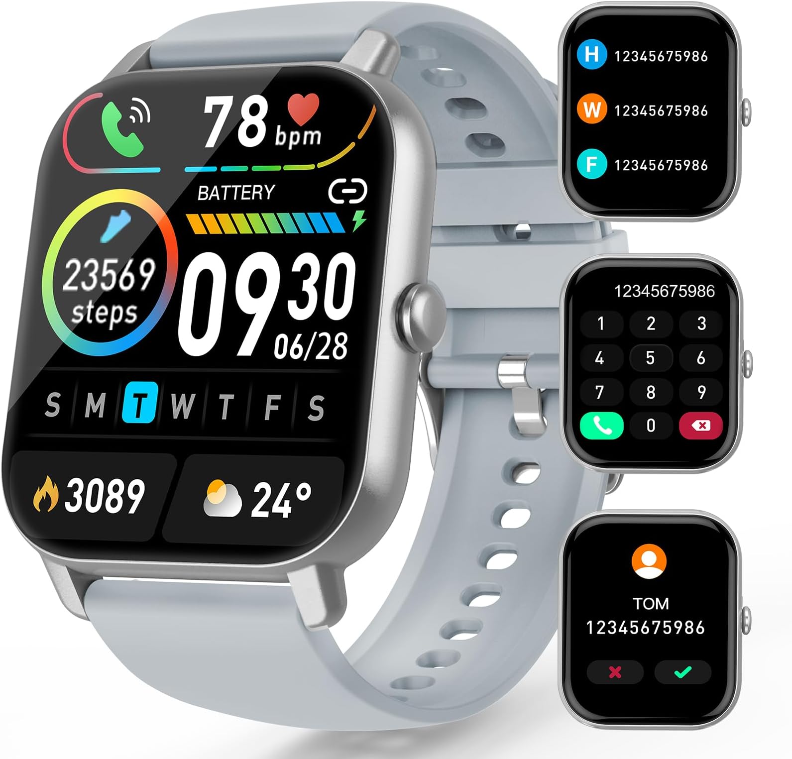 Montre Connectée Homme Avec Appel Bluetooth 5.1-Numérotation, 1,96" Amoled Smartwatch Compatible