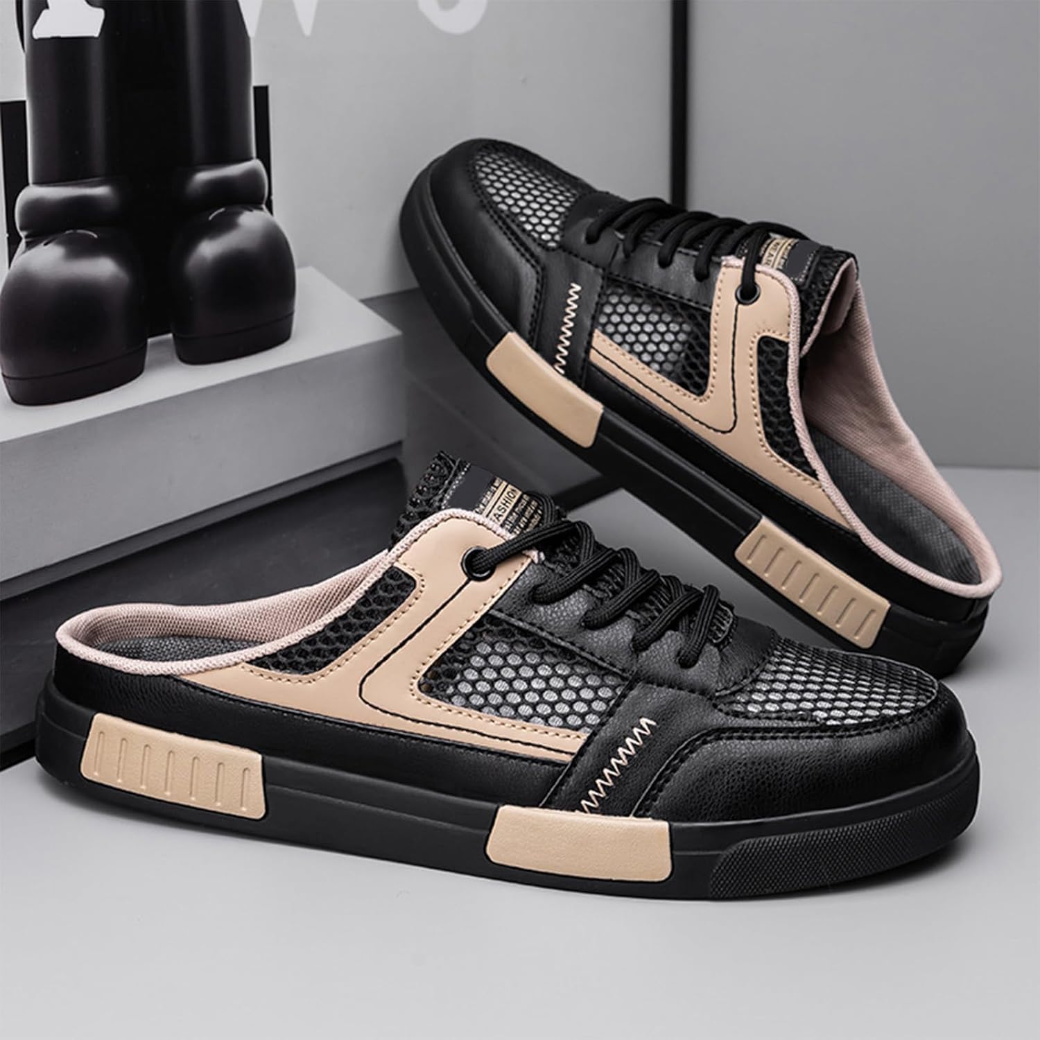 メンズ 通気性 メッシュ バックレス サンダル - 整形外科用クッションスリッパ 夏 ウォーキング カジュアル シューズ