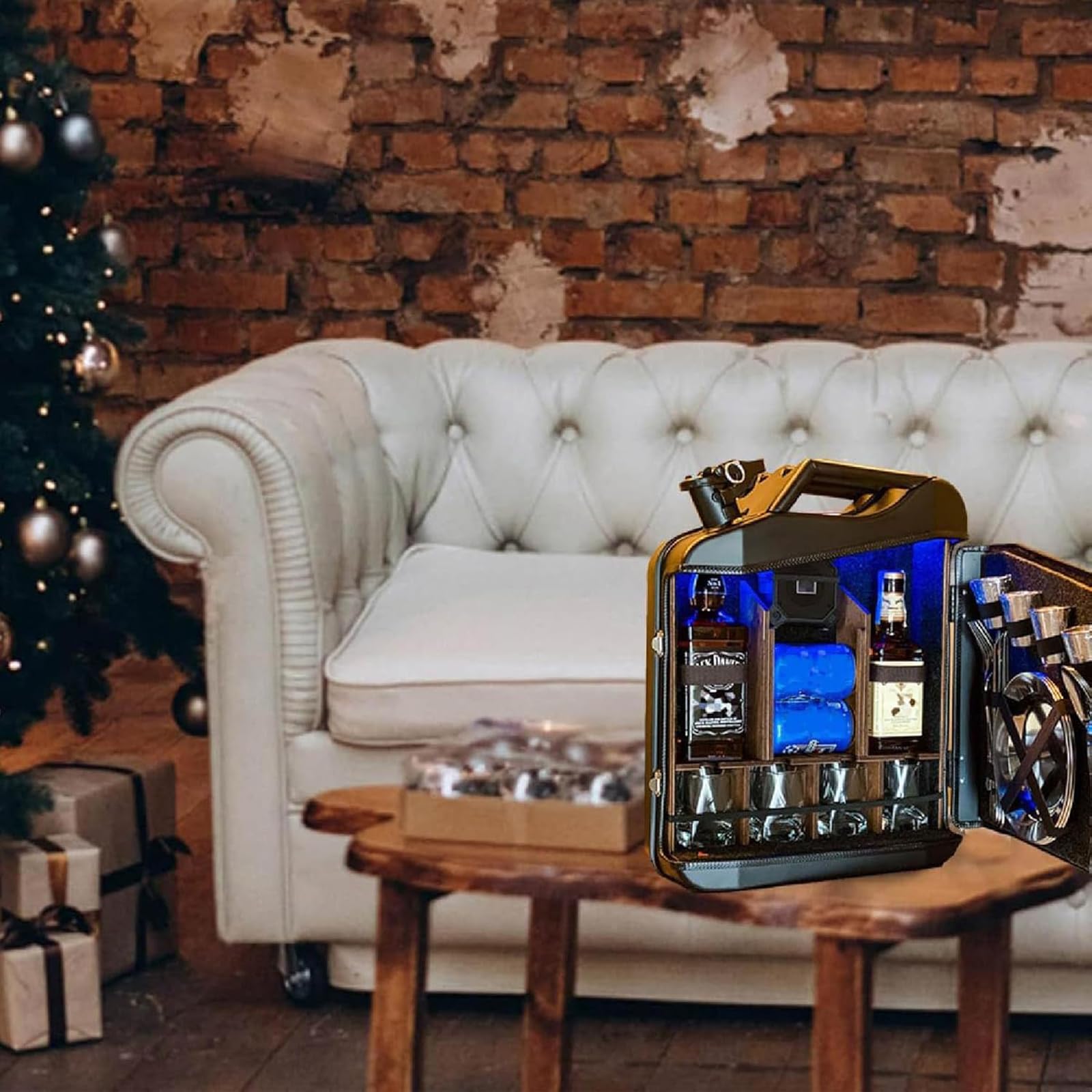 Świąteczny mini bar puszkowy, 20 l o pojemności 20 l i solidnej konstrukcji, mały bar do whisky, mały mobilny prezent dla męża, mężczyzny, kobiety, taty, chłopca, dziewczyny