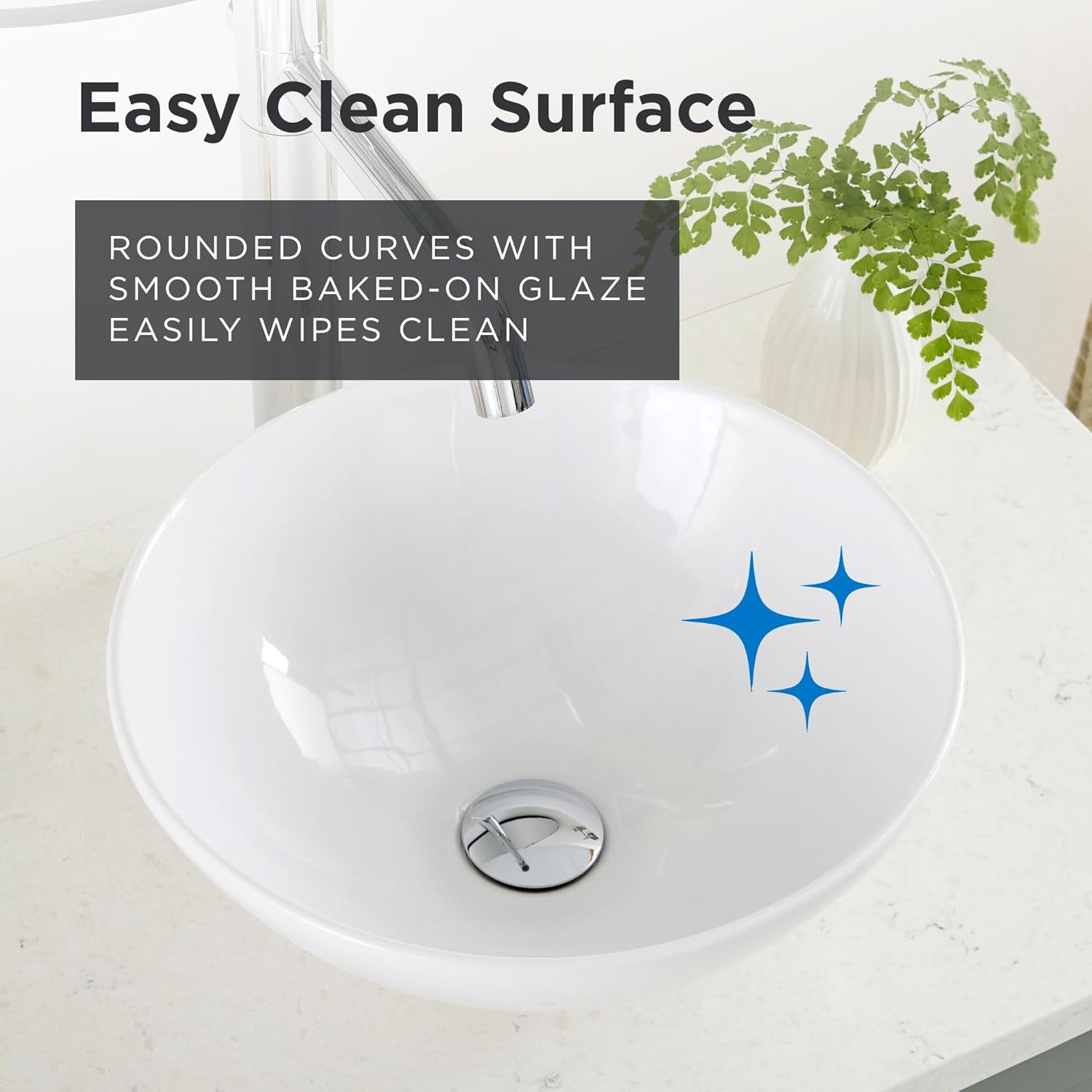 Gerber Cymira 15 in. Round Vessel Bathroom Sink, Above-Counter Glazed White Fireclay Ceramic Vanity Sink, Modern Transitional Basin Sink Bowl, G0013771