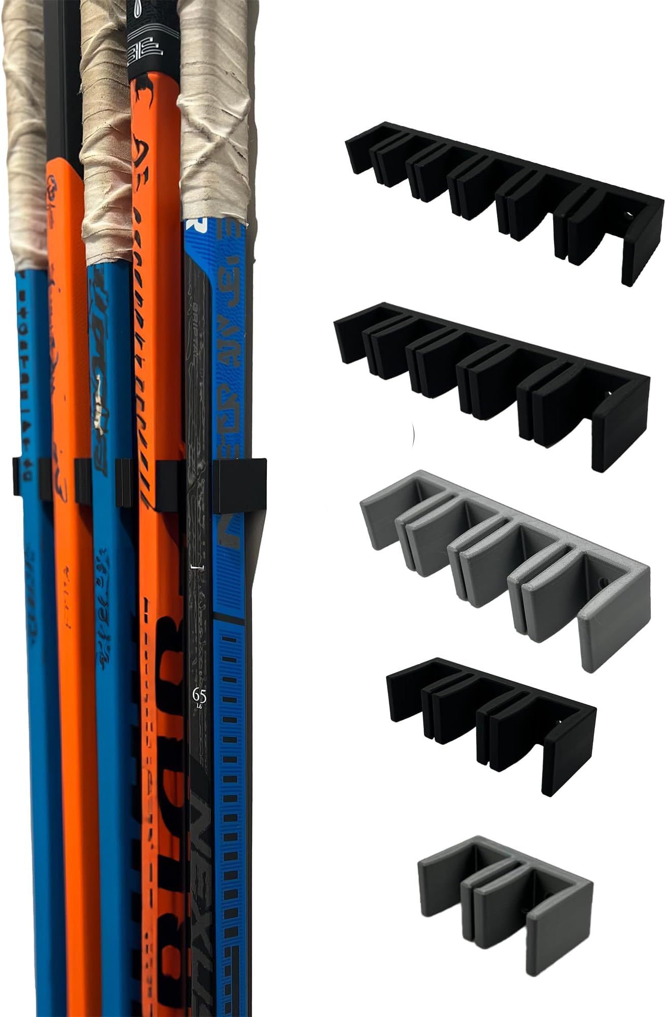Wall Mount Hockey Stick Holder | Ice Hockey Stick Organizer (Black, 6 Stick Wall Mount)