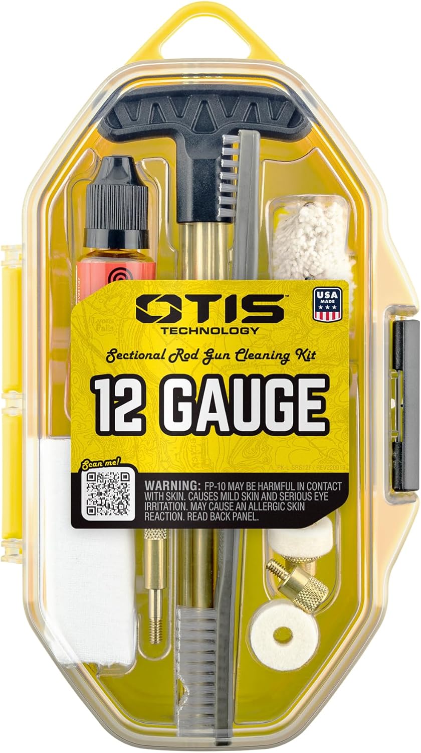 Otis 12 Ga Shotgun Cleaning Kit, Includes 5 Brass Rods, Brushes, Patches, FP-10 Lubricant, Made in USA (FG-SRS-12)
