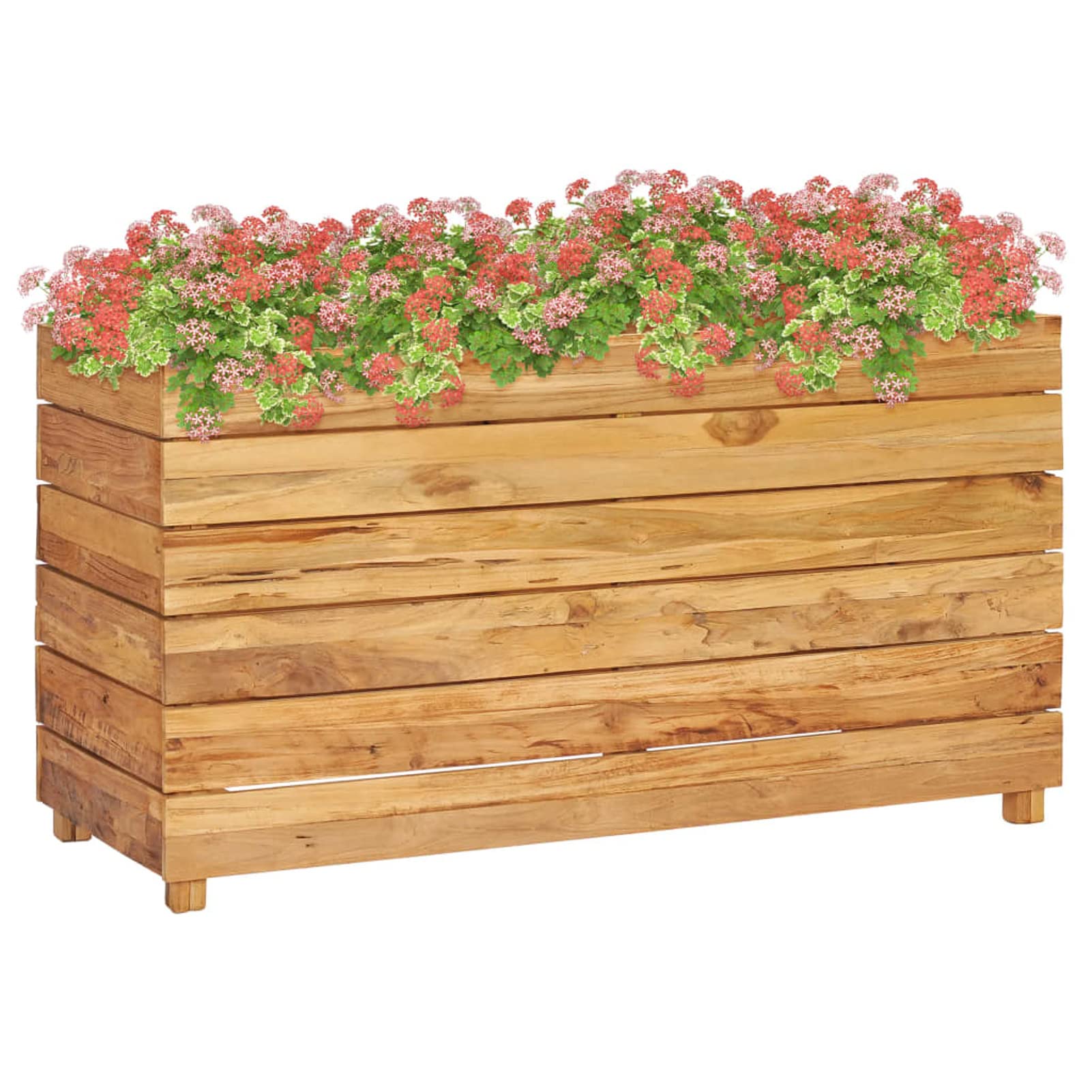 Arriate, Mesa De Cultivo, Huerto Domestico, Cultivo De Plantas Aromaticas, Arriate De Jardín, de Teca reciclada y Acero 100x40x55 cm
