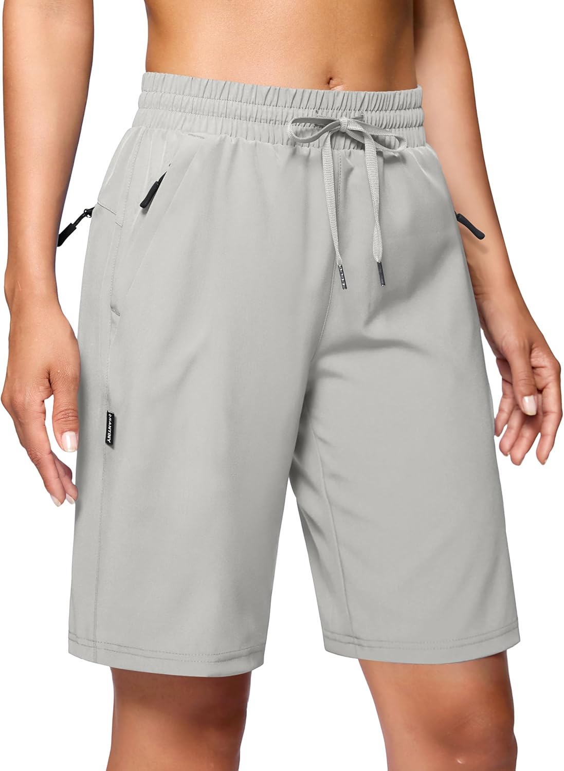 SANTINY Women's 7''/ 9'' Hiking Shorts with 3 Zipper Pockets Lightweight Quick Dry Long Athletic Golf Shorts for Women Casual