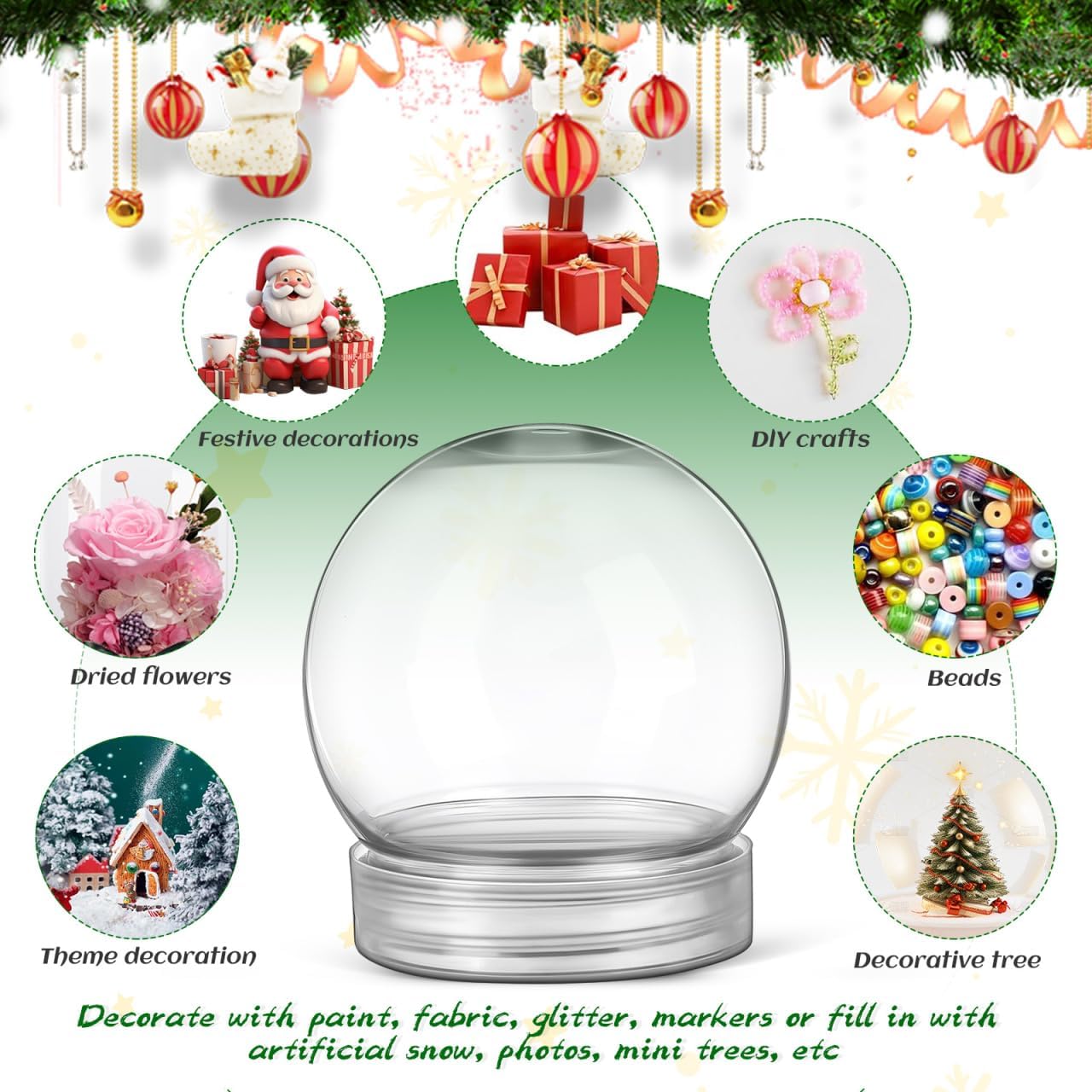 YARNOW 10pcs DIY Snow Globe Clear Plastic Water Globe with Screw Off Cap Empty Fillable Water Globe Keepsake Globe Display Case for DIY Crafts Summer Home Decoration
