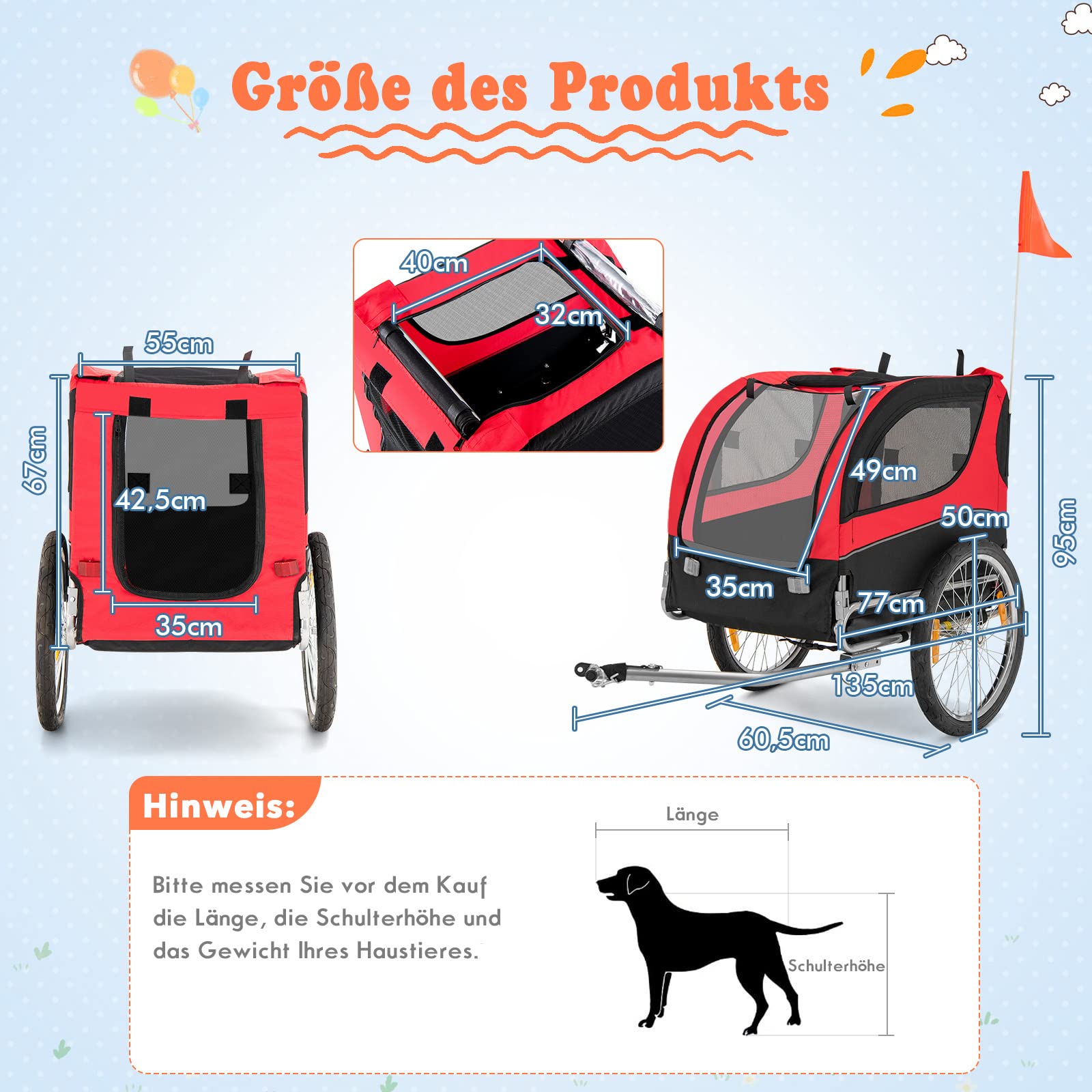 Tiggo DOGGYHUT® TOBI LARGE hondenfietskar tot 35 kg hondenaanhanger