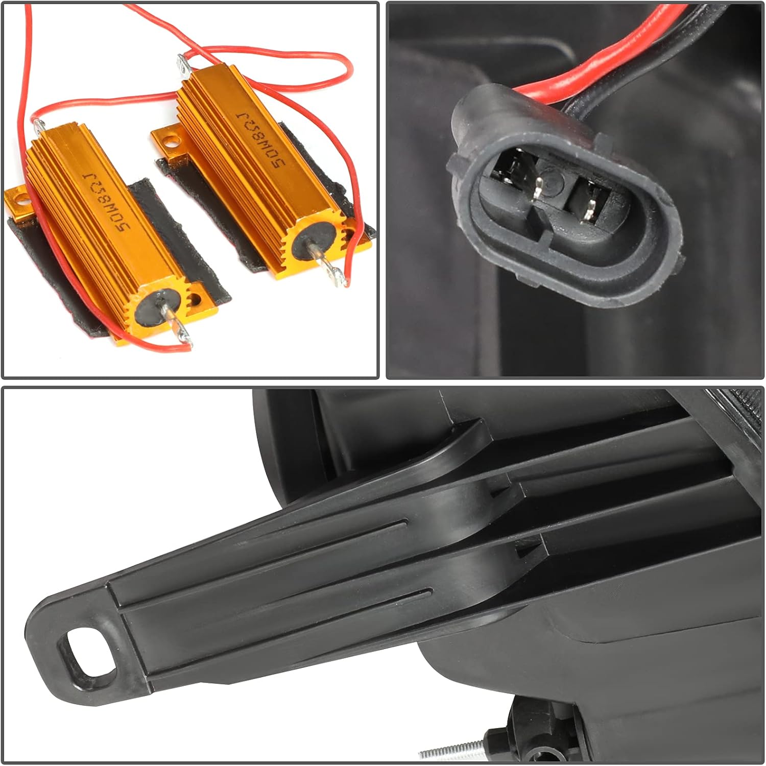 DNA MOTORING HL-LB-T2-SIE07-BK-CL1 Black Projector Headlight With LED U-Halo DRL Light Compatible with 2007-2014 SIERRA