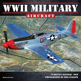 Willow Creek Press, WWII Military Aircraft 2026 Mini Wall Calendar, 7'' X 7'', 18-Month Calendar with Stapled Binding
