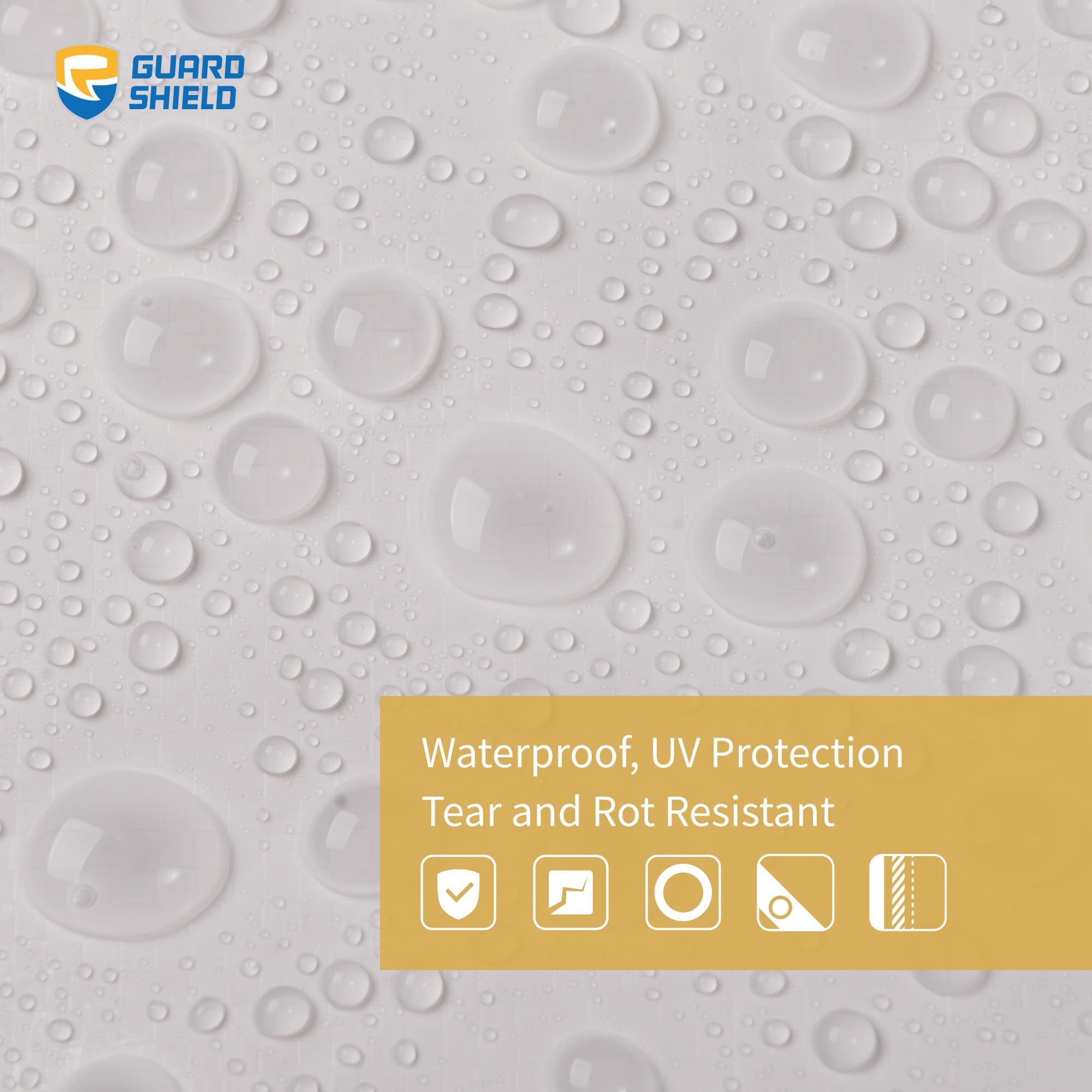 GUARD SHIELD Lona impermeable blanca de 4 x 6 m, cubierta de lámina de 120 g/m², para protección UV, ojales reforzados