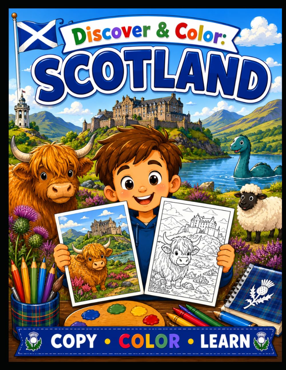 Scotland Copy & Color Book for Kids: Color and Copy 20 Amazing Scottish Traditions, Landmarks, Animals and Cultural Icons While Learning About Scotland