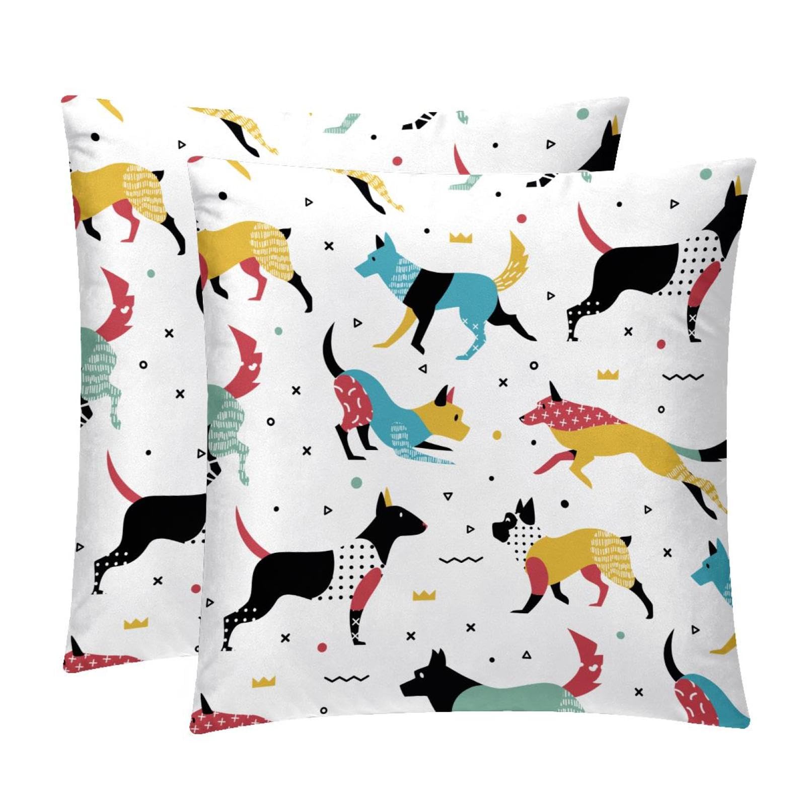 TDGKPZ Colorful Dog Throw Pillow Covers 2 Pack Cushion Cases Decorative Pillow Cases Home Decor 40x40cm