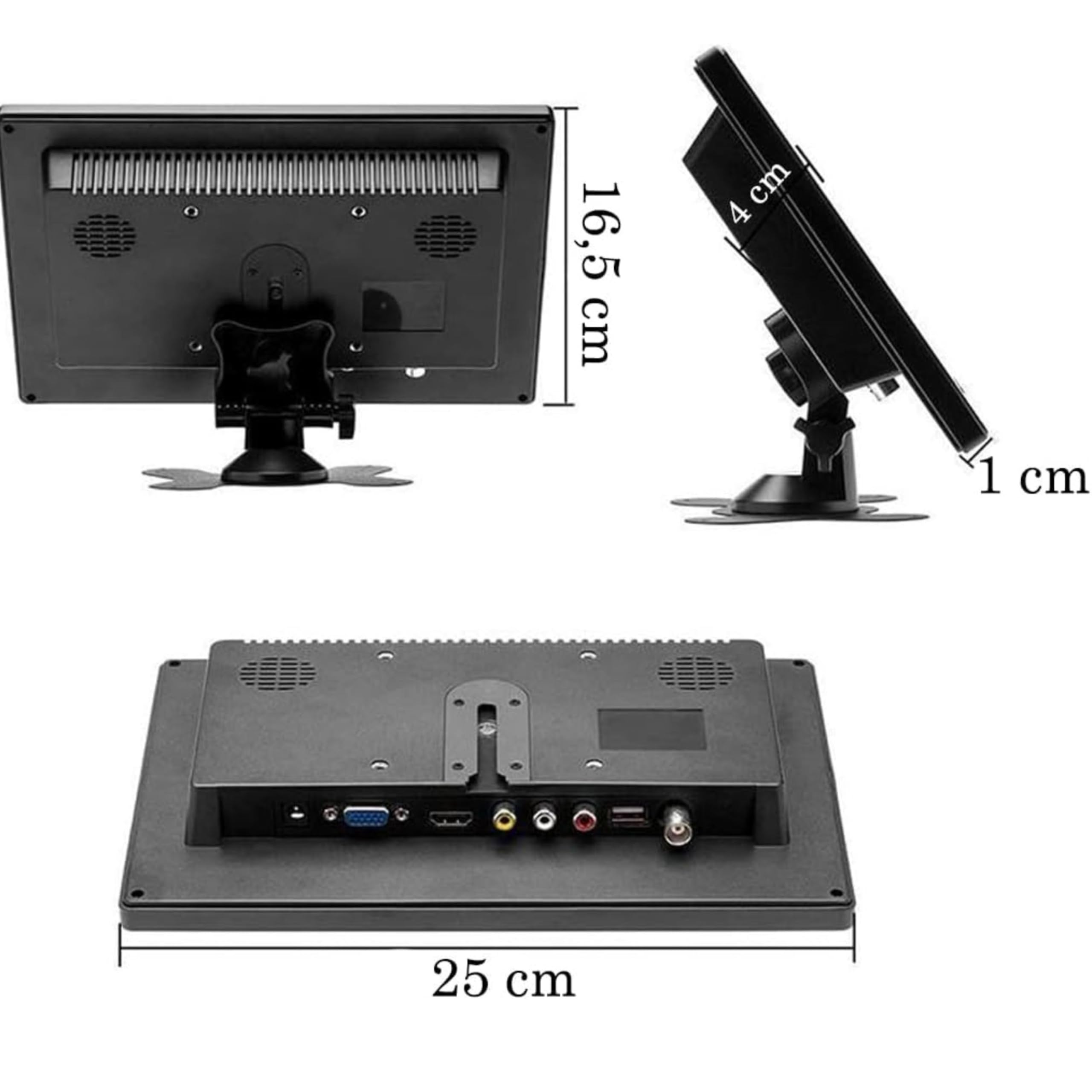 YASTA Monitor Telecamera 10.1" Videosorveglianza HD Display TFT/LCD Staffa Supporto